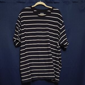 Basic Editions Black and White Striped Short Sleeve Tee